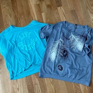 2 Shirts: Grey Feather and Crop Top